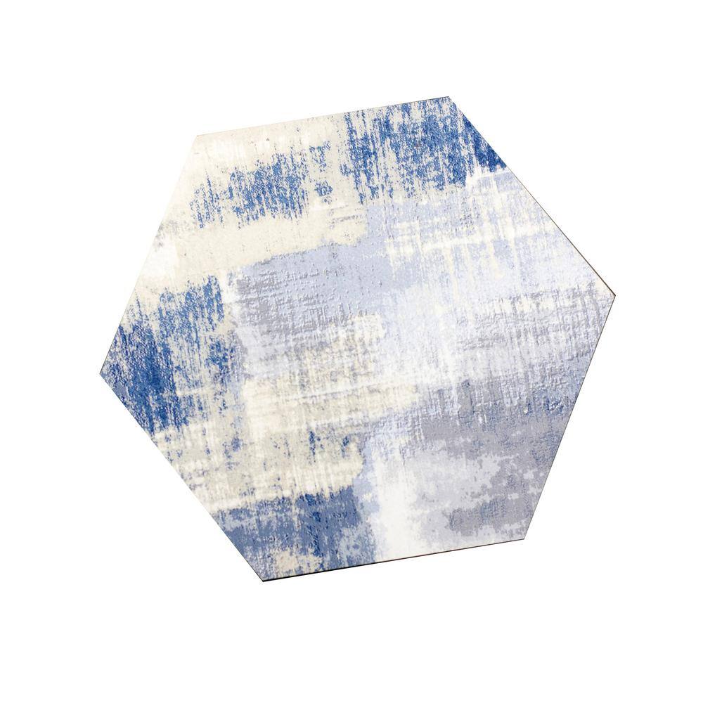 ABOLOS Modern Farmhouse Blue 8 in. x 8 in. Hexagon Mosaic Glass Backsplash Wall Tile (2 Sq. Ft./Pack), Blue/Wood Look -  GHMWTJHEX-CB