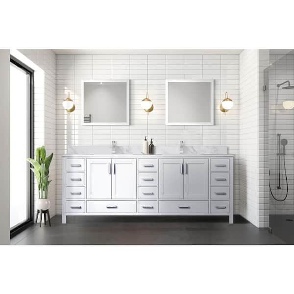 Lexora Jacques 84 in. W Carrara Top, Mirrors D Bath Vanity, LJ342284DADSM34 22 x 34 White in. Marble Depot in. - The Double Home and