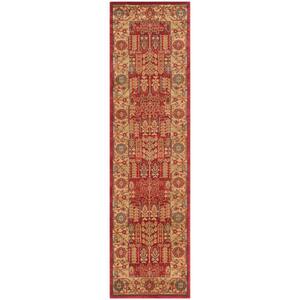 Safavieh Tappeto Runner Mahal 60x30 Cm Rosso Naturale – Design Persiano Tradizionale, Antimacchia E Anti-Pelo