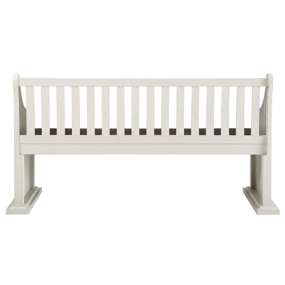 Joanna Two-Tone Dark Oak and Ivory High-Back Farmhouse Bench