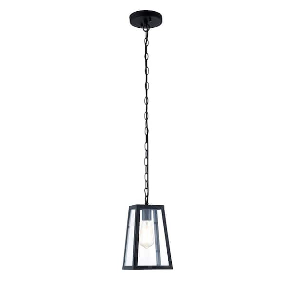 Light Society Serendipity 1-Light Matte Black/Clear Pendant with Glass Shade