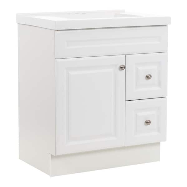 Glensford 31 in. Single Sink White Bath Vanity with White Cultured Marble Top (Assembled)