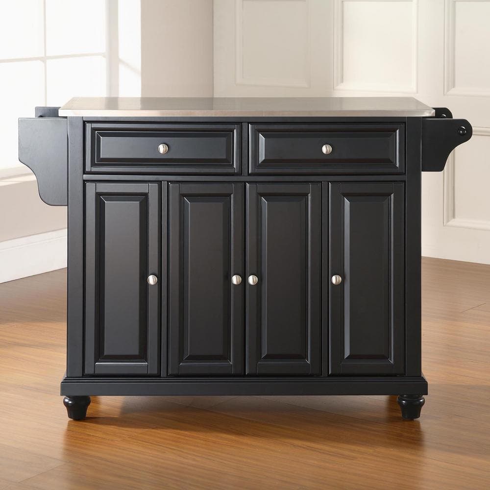 Cambridge Black Stainless Steel Top 46" Kitchen Island