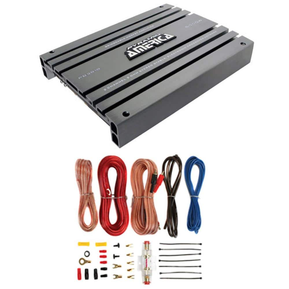  PB918 2000-Watt 2 Channel Car Audio Amplifier Power Bridgeable+8 Ga Amp Kit