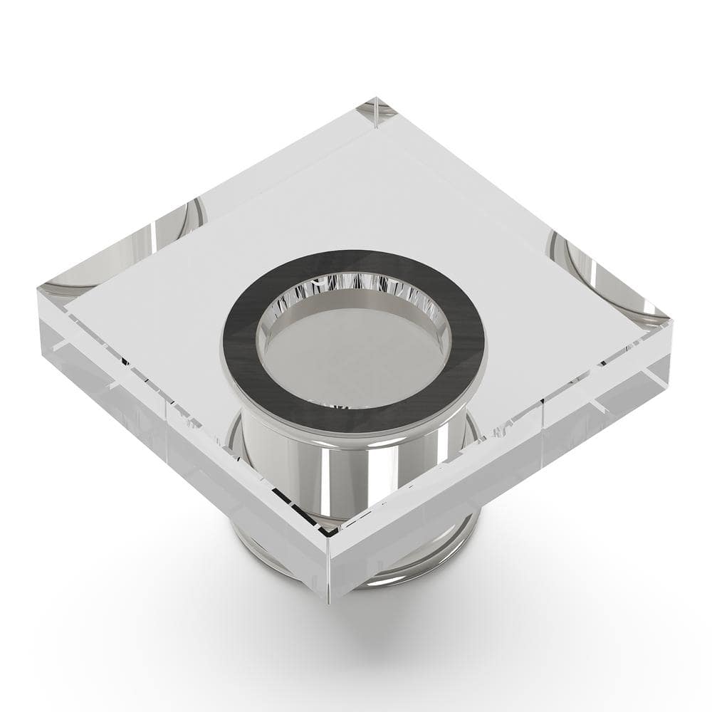 Crystal Palace Polished Nickel Square Acrylic Cabinet Knob
