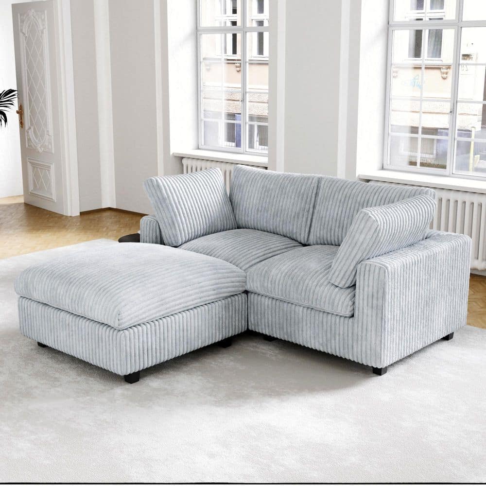 Magic Home 78.7 in. Square Arm Plush Velvet Modular 2-Seats
