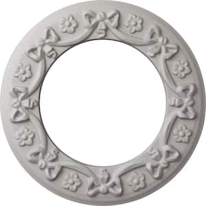 7/8 in. x 12-1/4 in. x 12-1/4 in. Polyurethane Ribbon with Bow Ceiling Medallion, Ultra Pure White