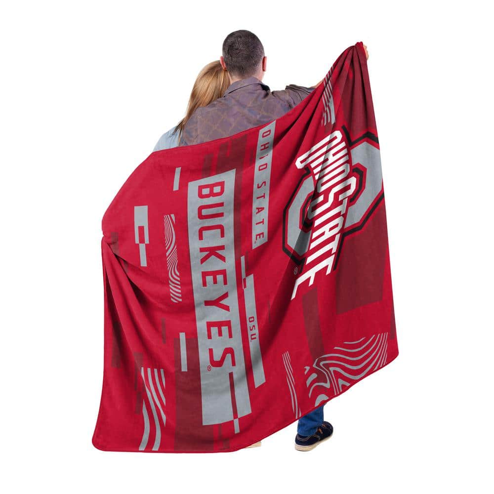 Ohio State Buckeyes Red and Gray Raschel Throw Blanket