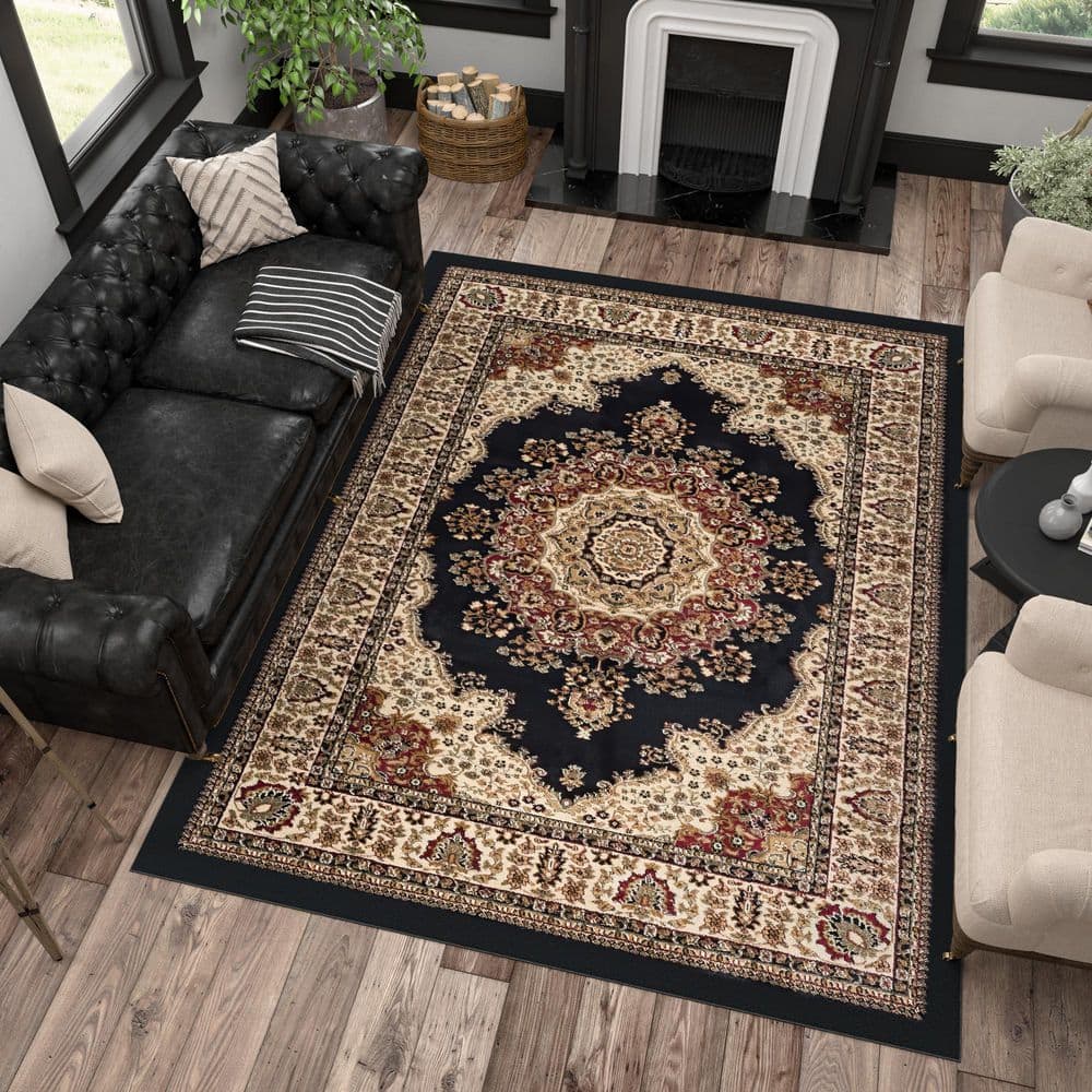 Sensation Black 9 ft. x 12 ft. Traditional Area Rug - thumbnail 8