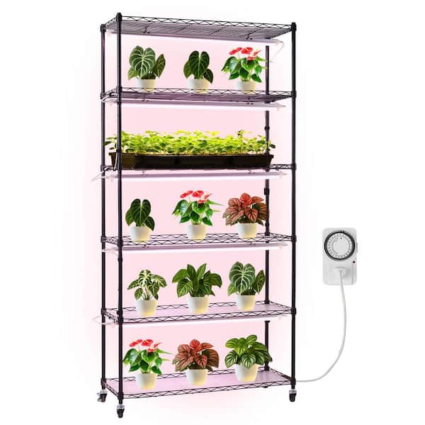 Plant Shelf with Grow Light, 6-Tier Indoor Plant Stand, 71in. Tall Indoor Plants Display Rack, Full Spectrum Grow Lights