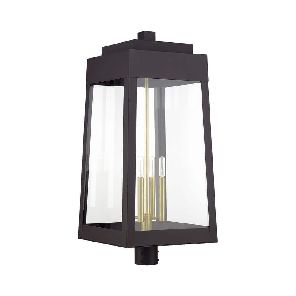 Oslo 31 in. 4-Light Bronze Cast Brass Hardwired Outdoor Rust Resistant Post Light with No Bulbs Included price history on PriceWatchPro