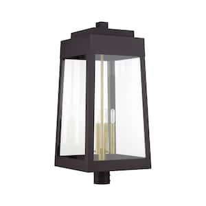 Oslo 31 in. 4-Light Bronze Cast Brass Hardwired Outdoor Rust Resistant Post Light with No Bulbs Included