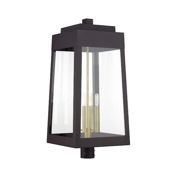 Livex Lighting Oslo 31 in. 4-Light Bronze Cast Brass Hardwired Outdoor Rust Resistant Post Light with No Bulbs Included