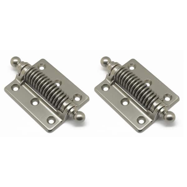 2-1/2 in. x 4-3/8 in. Solid Brass Heavy-Duty Spring Screen Door Hinge with Ball Finials in Satin Nickel (1-Pair)