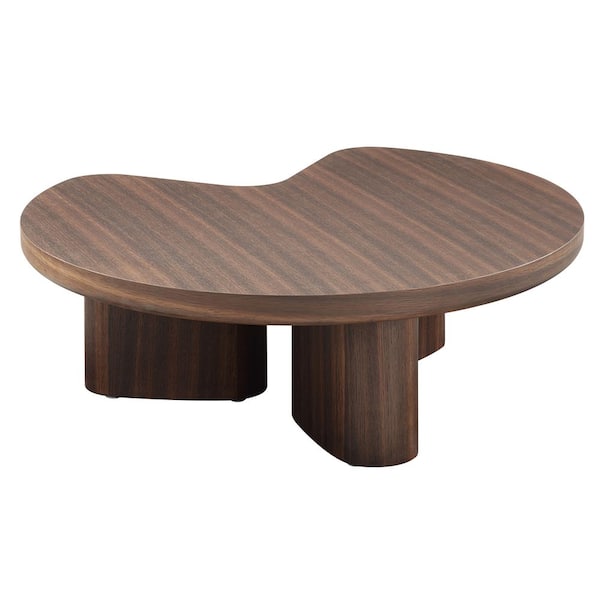 Acme Furniture Curate 35 in. Smoked Oak Kidney-Shaped Wood Coffee