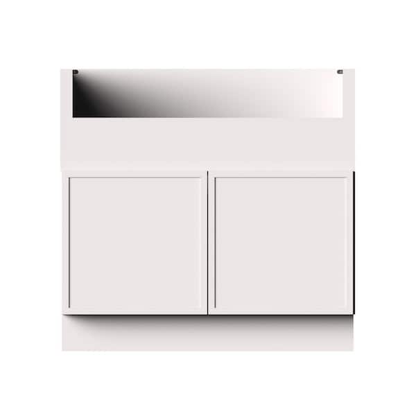 36 in. W x 24 in. D x 34.5 in. H RTA Solid Wood Farm Sink Base Kitchen Cabinet in Snow White Full Overlay Design