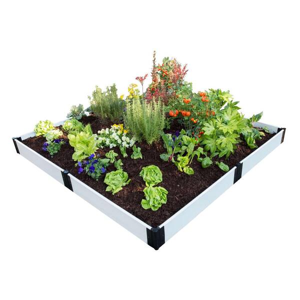 Frame It All 8 ft. x 8 ft. x 8 in. Classic White Composite Raised Garden Bed Kit