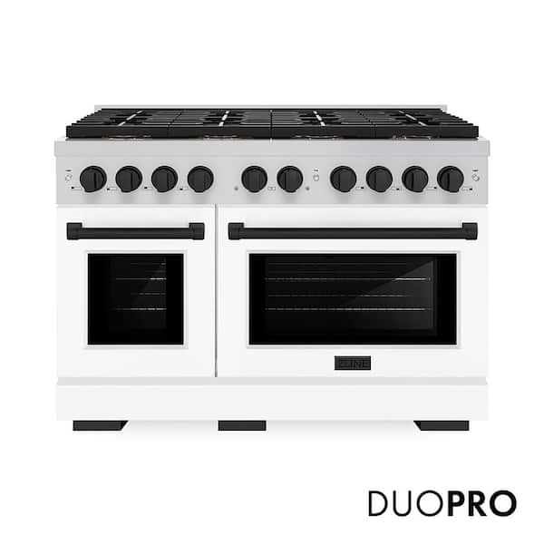 Autograph 48 in. 6.7 cu. ft. Paramount Dual Fuel Range with 8 Burners and Dual Ovens with White Matte and Matte Black