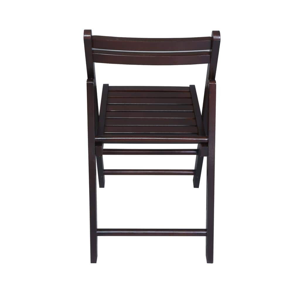 Espresso Rubberwood Foldable Armless Chairs Set of 2