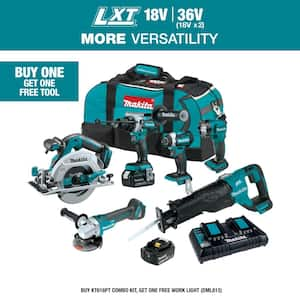 18V 5.0Ah LXT Brushless 6-Piece Kit(Hammer Driver-Drill, Impact Driver, Recipro Saw, Circ. Saw, Grinder, Flashlight)