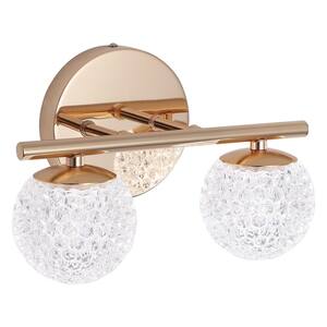 9.64 in. 2-Light French Gold LED Vanity Light with Acrylic Shade