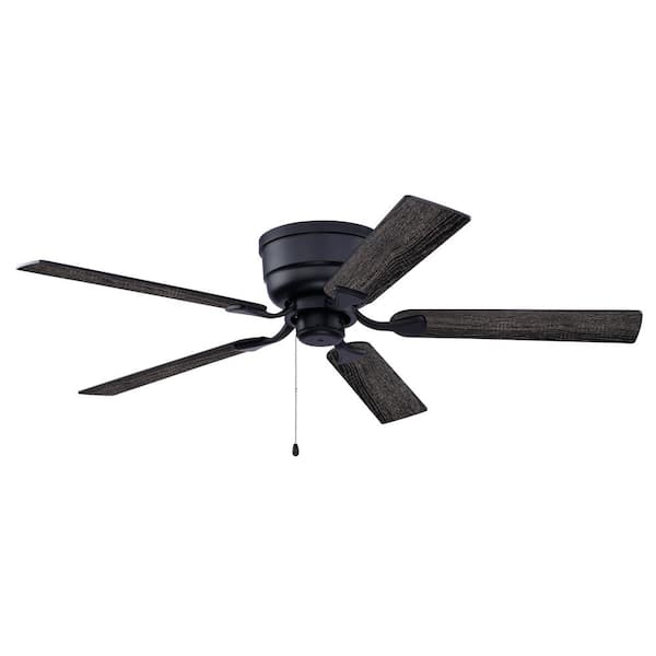 VAXCEL Cromwell 52 in. Matte Black Flush Mount Hugger Indoor Ceiling Fan with Light Kit, Remote plus Quick Install