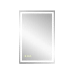 24 in. W x 36 in. H Rectangular Frameless Anti-Fog Wall Mounted LED Light Bathroom Vanity Mirror in Silver