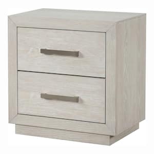 Rantate Light Gray 2-Drawer 24 in. W Nightstand with Metal Center Glide and Felt-Lined Top Drawers