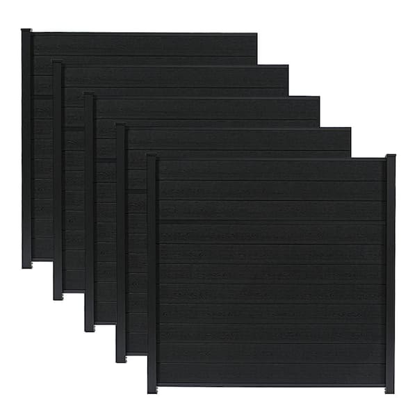 Classic Privacy 6 ft. x 6 ft. Charcoal Composite Wood Board on Board Fence Panel (5-Pack)