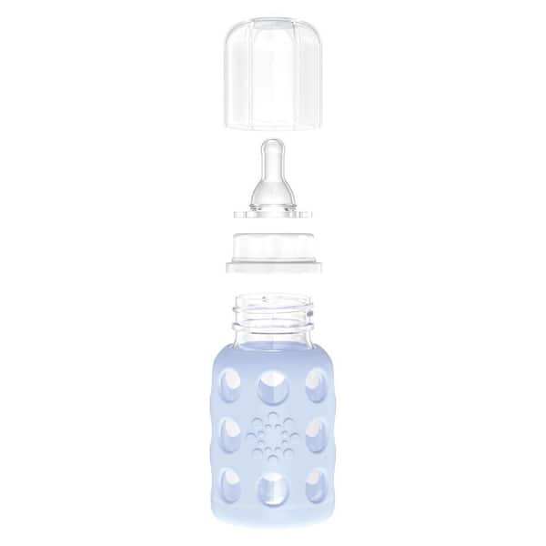 Lifefactory Glass Baby Bottle with Protective Silicone Sleeve, Blue, 4 oz