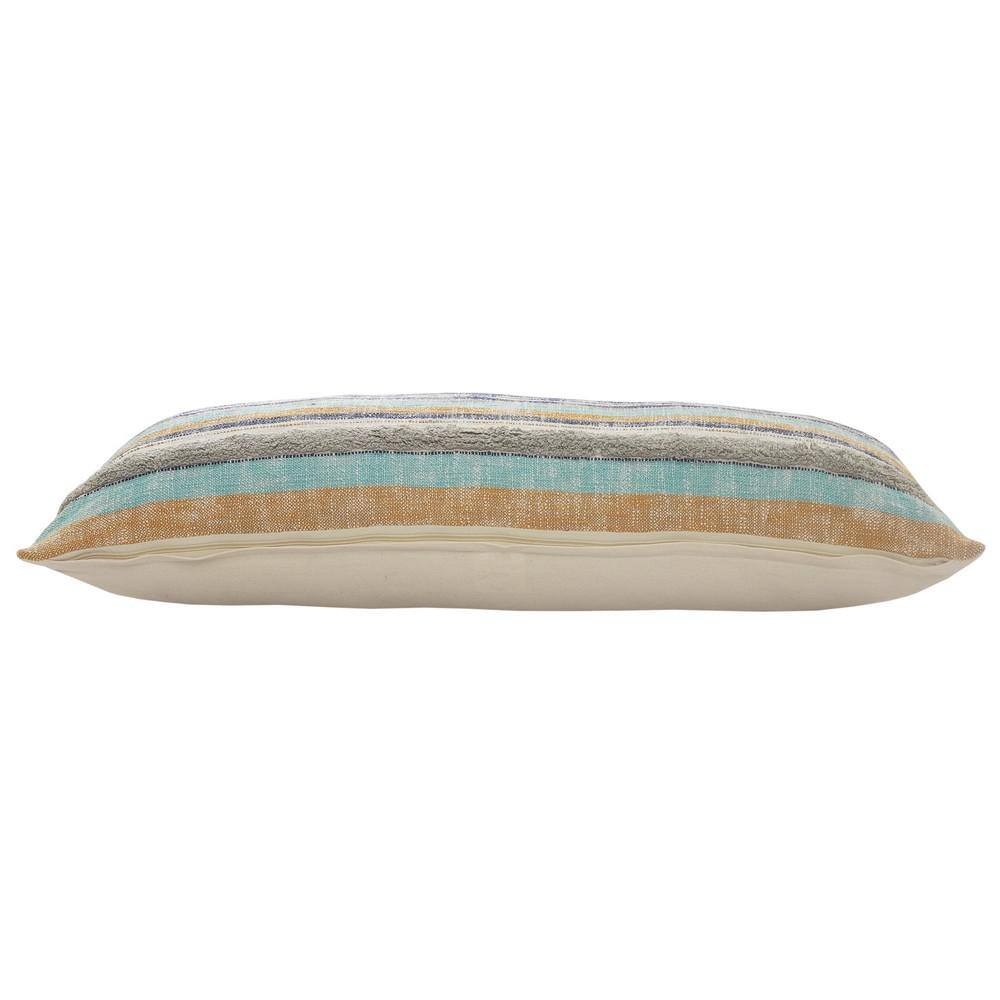 Rustic Coast Blue Cotton Tufted Chevron Throw Pillow, 14 x 36 inch