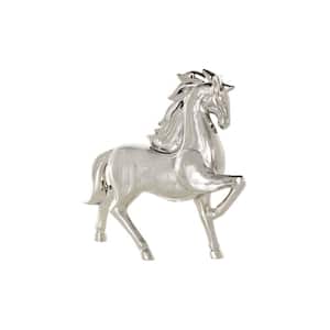 12 in. Silver Ceramic Prancing Horse Sculpture