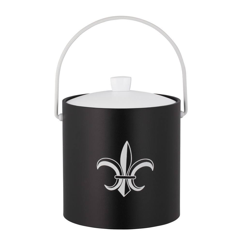 Kraftware PASTIMES Fleur de Lis 3 qt. Black Ice Bucket with Acrylic Cover
