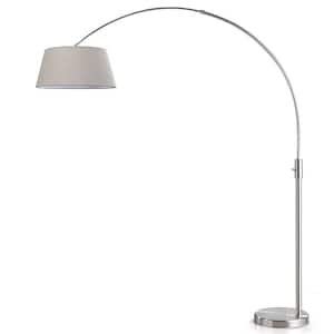 Orbita 82 in. Brushed Nickel FurnishLED Dimmable Retractable Arch Floor Lamp, Bulb Included with Empire Tan Shade