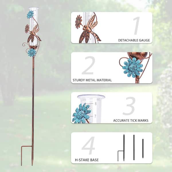 MUMTOP 38H Outdoor Thermometer Garden Stake Metal with Bee Decoration for Patio, Garden, Porch