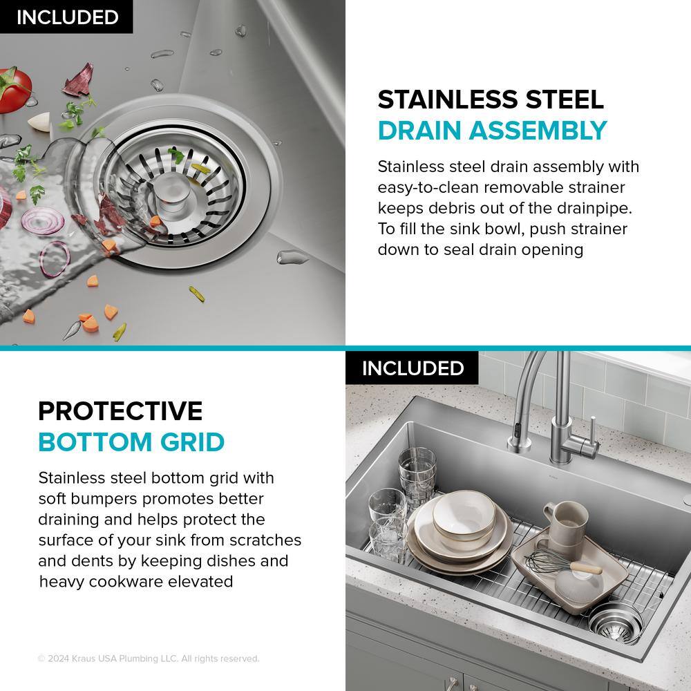 Fairlane 33-Inch Stainless Steel Drop-In Single Bowl Kitchen Sink