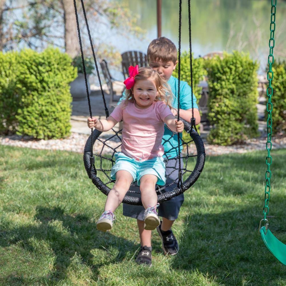 Endeavor II Cedar Wood Swing Set with Yellow Slide and Picnic Table