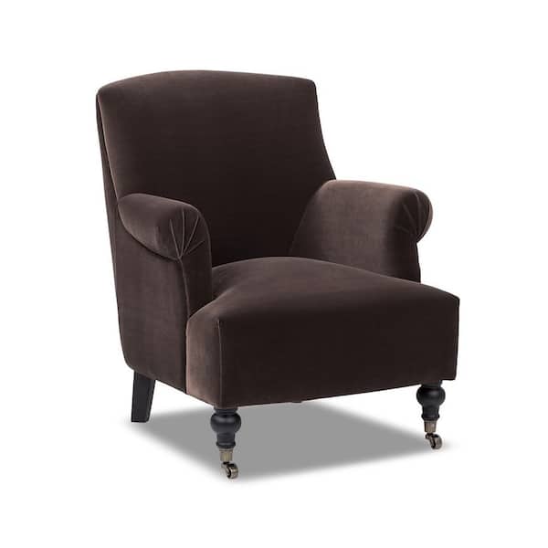 Eloise 30 in. Pleated Sock Arm Accent Armchair in Deep Brown Performance Velvet