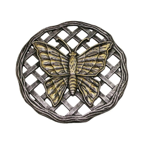 Oakland Living 12 in. x 12 in. Circular Butterfly Aluminum Step Stone in Antique Pewter