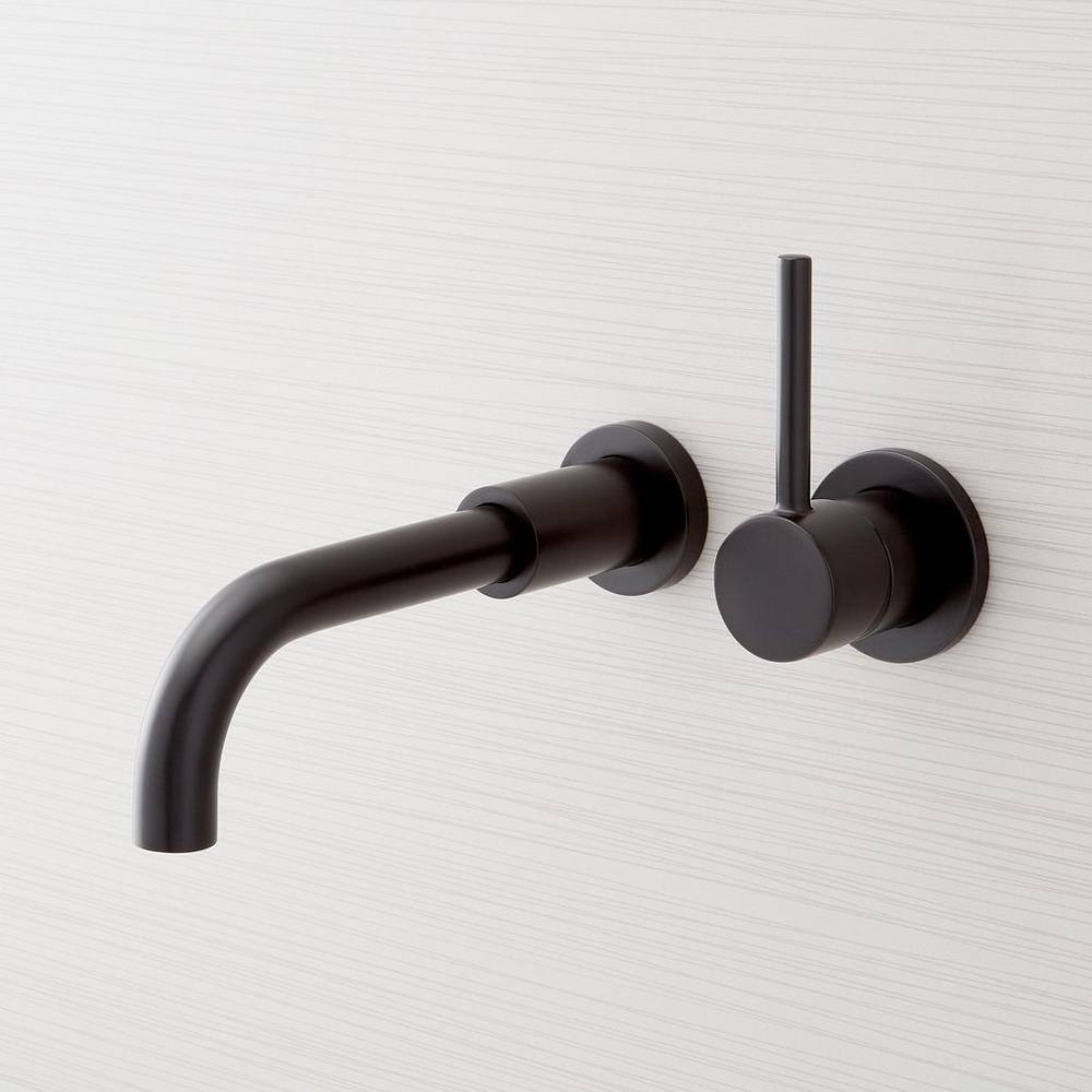 Polished Nickel Wall Mounted Modern Bathroom Faucet