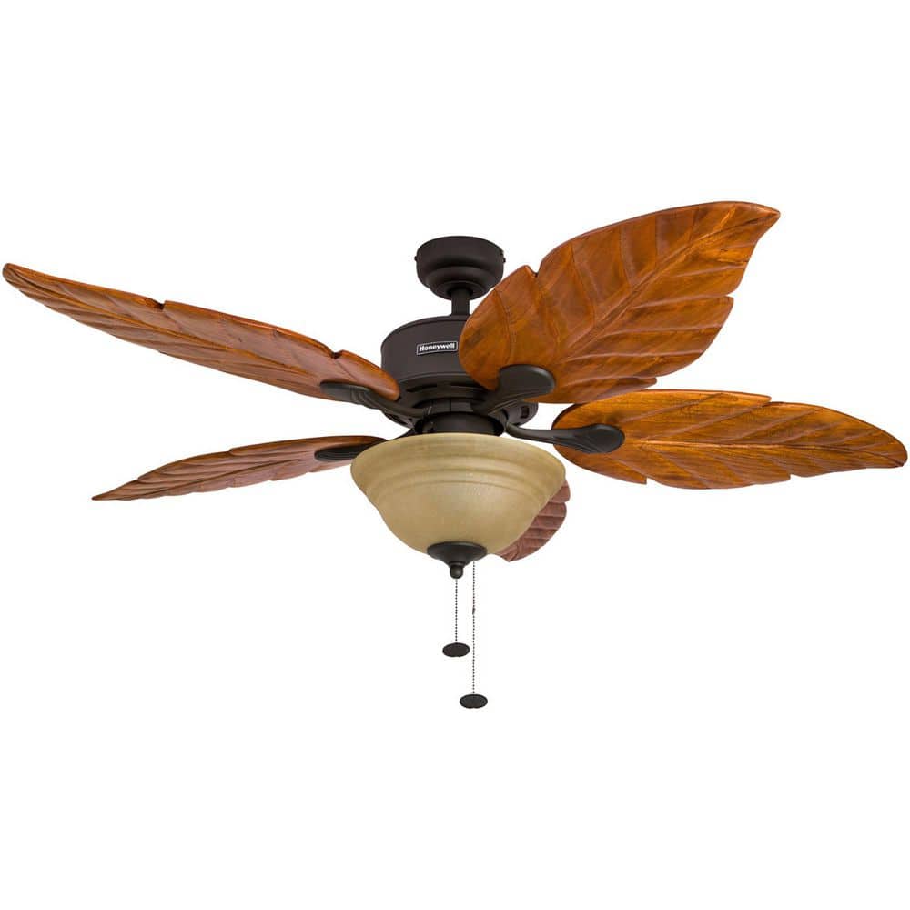 Honeywell 52 in. Sabal Palm Bronze Ceiling Fan with Bowl Light and