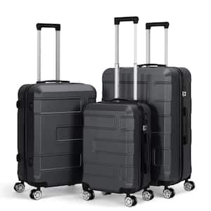 Hikolayae 3 Piece Hardside Spinner Luggage Sets with TSA Lock, Charcoal