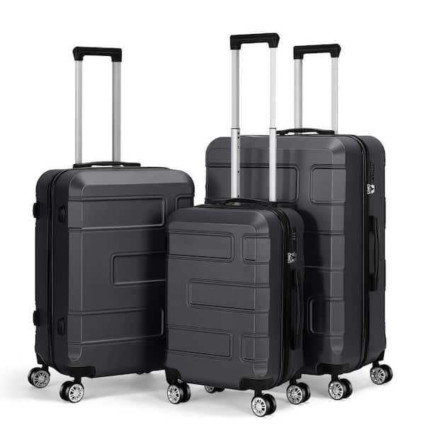 HIKOLAYAE Hikolayae 3 Piece Hardside Spinner Luggage Sets with TSA Lock, Charcoal