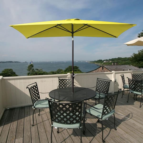 Sonkuki 10 ft. x 6.5 ft. Aluminum Rectangle Market Outdoor Patio Umbrella with Push Button Tilt and Crank in Yellow