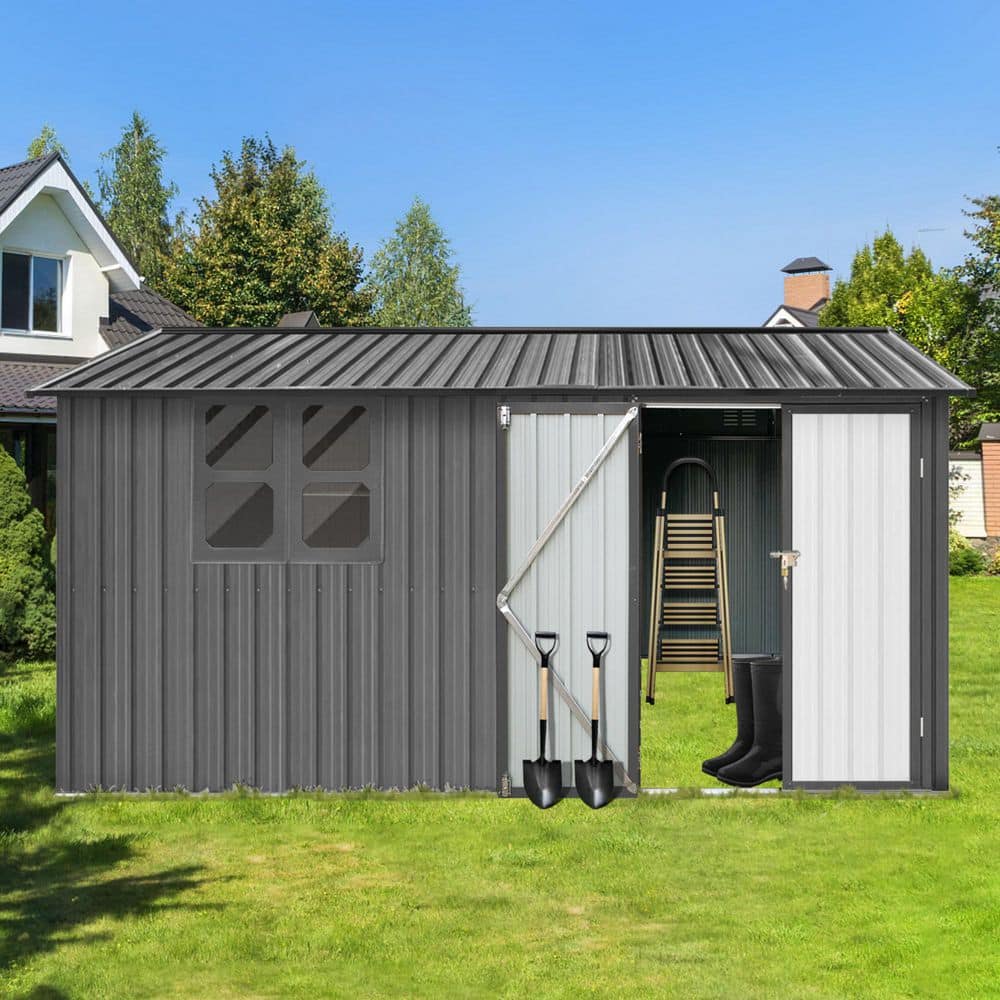 10 ft. W x 12 ft. D Metal Tool Shed with Lockable Doors and Window