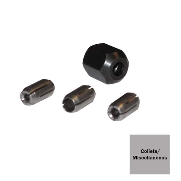 Rotozip 1/8 in. 5/32 in. and 1/4 in. Replacement Collets and Collet Nut Kit  (4-Piece) CN1 The Home Depot