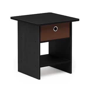 Americano/Medium Brown End Table/Night Stand Storage Shelf with Bin Drawer