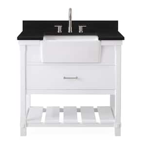 Kendia 36 in. W x 22 in. D x 35 in. H Single Sink Bathroom Vanity in White with Black Granite Top