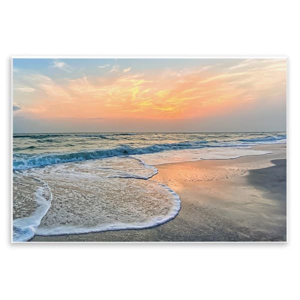 Vast Panoramic Beach Layered Waves by Mary Lou Photography Unframed Graphic Art Print Coastal 19 in. x 13 in.