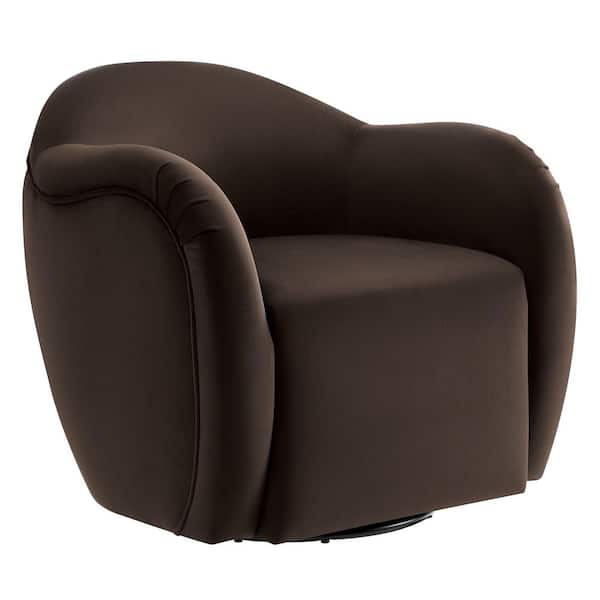 Compose Performance Velvet Swivel Armchair in Chocolate Brown